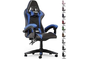 bigzzia Ergonomique Chaise Gaming avec éclairage LED Effets, Dossier Hauteur Réglable, Fauteuil Gaming LED avec Lombaire&Appui-Tête Appui, Chaise de Bureau Adultes Enfants (sans LED Effets, Bleu)