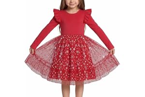 Valcatch Girls Princess Tulle Dress Little Kids Sleeveless/Long Sleeve Ruffle A-Line Dress for Casual Birthday Christmas Wedding Party 3 4 5 6 7 8 Years