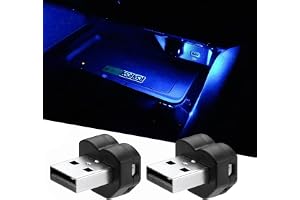 joonnair 2 x Type-A USB-belysning atmosfär, 8 färger RGB mini USB LED-lampa med lägesinställning, bil USB-innerbelysning för