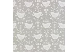 JOLEE TABLECLOTHS Narvik Grey Bird Scandinavian Oilcloth Wipe Clean Tablecloth 134cm x 220cm Rectangle (53" x 87")