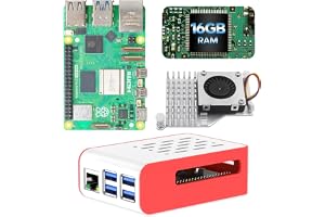 iRasptek Raspberry Pi 5 16GB RAM with Red and White Case and Active Cooler