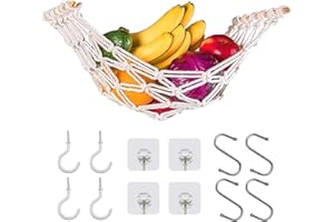 OUTALIZ Amaca da Appendere alla Frutta, Bohémien Stile Amaca per Verdure, Cestino da Parete in Corda di Cotone Intrecciata a Mano, Cesto di Frutta Appeso, Cesto Appendi Frutta e Verdura, Per Cucina, Casa