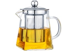 OFKPO Theirere Thé Infuseur, Théière Fleur 350 ML Théière en Verre Clair à Haute Température Peut Chauffé Théière avec Pot de Thé de Filtre
