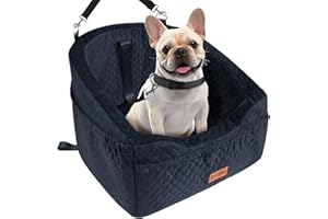 Vivifying Dog Car Seat, Memory Foam Dog Booster Seat for Small Up to 10KG, Detachable and Washable, Height Elevated with Storage Pockets (Black)