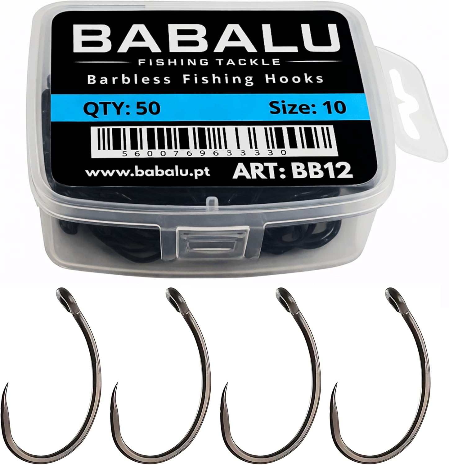 Anzuelos de Pesca BB12 50 Unidades Sin Rebarba de Acero de Alto Carbono