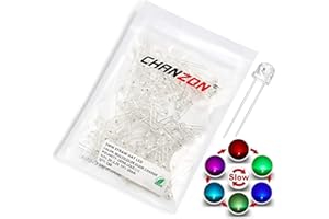 CHANZON 100 Piezas 5mm RGB Multicolor Parpadeo rápido Sombrero de paja Luces de diodo LED (Lente transparente transparente) Componentes electrónicos Diodos emisores de luz