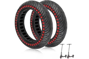 ANSENI Nouvelle Version Pneu Plein pour Xiaomi trottinette M365,1S, Essential,Pro2,Gotrax gxl/XR,Roue Élastique,Anti Crevaison Increvable Solide 8,5 Pouces (Point Rouge 2 unités)
