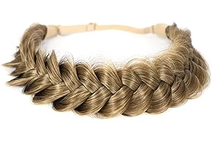 TOECWEGR Extensions Haarband Haarreifen Zopf Geflochten Classic Chunky Wide Plaited Wedding Fluffy Braids Wig Women Girl Beauty Accessory (9#27)