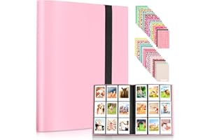 AMIMY 432 Bolsillos Mini Álbum de Fotos para Fujifilm Instax Mini 7s 7+ 8 8+ 9 11 12 25 26 50s 70 90 Película Cámara Instantánea y Tarjeta de Nombre (Rosa)
