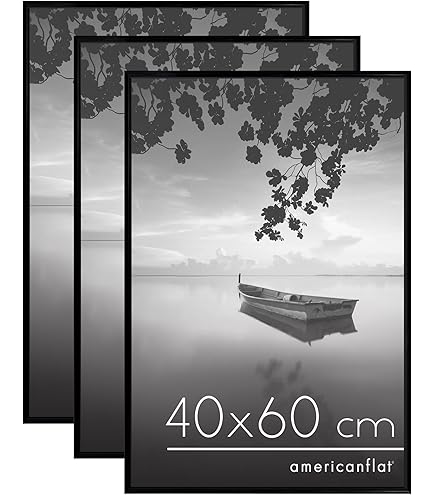 3 Cornici Portafoto In Alluminio 40x60 Cm - Con Vetro Plexi Infrangibile E Passepartout, Nero - Foto 12