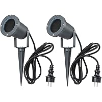 LASIDE Gartenstrahler Gartenbeleuchtung 2er Set mit Erdspieß, GU10 Anthrazit Aluminium Gartenleuchte 2M Kabel mit…