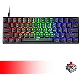 Dierya DK61se 60% Mechanische Gaming Tastatur Typ C verkabelt mit red mechanisch Schaltern,61 Tasten ABS Tastenkappe mit RGB-