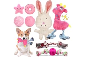 2TRUL 8 Pack Luxury Puppy Toys for Teething Small Dogs, Puppy Chew Toys with Squeaky Dog Toys, Balls and Rope Dog Chew Toys, Dog Toys to Keep Them Busy (Pink)