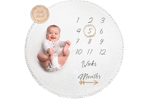 Baby milstolpe-filt | Rund månatlig fotomatta för pojke eller flicka, unisex