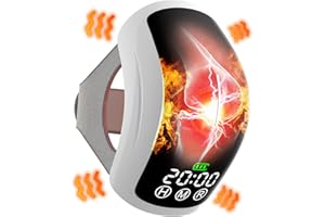 iKeener Masajeador inalámbrico de rodilla, masaje de vibración inteligente y Termoterapia láser infrarrojo, diseño ergonómico, control LED de pantalla táctil recargable