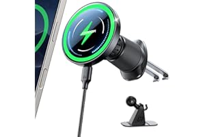 JOYROOM Support Telephone Voiture Magsafe Induction Ensemble 2 en 1 [Conception Améliorée Pince Double Crochet] Chargeur Magsafe Voiture 15W, Chargeur Induction Voiture iPhone 17 Air Pro Max 16-12