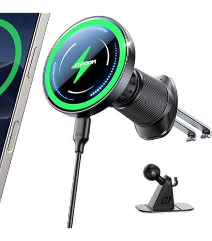 Swissten Magstick Supporto Magnetico Auto Con Ricarica Wireless 15W: Magsafe E Qi, Cavo Rimovibile E Fissaggio A Vite