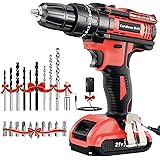 Trapano Avvitatore Batteria 21V, Avvitatore a Batteria con Batterie 2.0Ah, 42Nm Avvitatore Elettrico, 25+3 Coppie, 2 Velocità