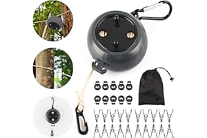 BINGGUNYO Tendedero Retractil, Cuerda Tendedero Extensible, Tendedero Portátil De Viaje, Cuerda De Secado De Ropa, Tendedero para Exteriores/Interiores, Lavandería, Interior y Exterior (Black)