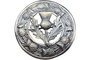 IMPERIAL KILT PRODUCTS Scottish Kilt Fly Plaid Brooch Thistle Crest 3” Inch Silver Finish Kilt Brooch Pins for Men and Ladies Scarf Brooch Red, Green, Blue, Tartan Sash, Shawl, Women Brooches, Celtic Knot Brooches & Pin 8cm
