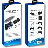 YUES Playstation 4 Uyumlu Aksesuar Seti PS4 Şarj Standı Vertical Stand Kulaklık Silikon Kılıf