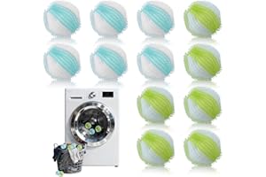 UIHRLM 12PCS Pet Hair Remover Washing Machine, Laundry Balls Dogs Cats Hair Remover, Reusable Fluff & Lint Catcher, Collect Animal Furs Balls in Washing Machine for Daily Wash Bedding Clothes