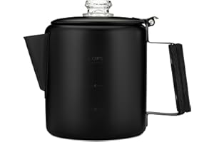 COLETTI Black Bozeman Percolator Coffee Pot — Stovetop Coffee Makers, Camping's Sleekest Stainless Steel Percolator – NO Aluminium or Plastic (6 Cup)