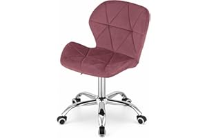 NMK HOME Silla Escritorio - Silla de Oficina con Altura Ajustable - Terciopelo Cadeira Escritorio con Tapizado Geométrico y pie Cromado