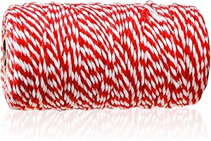 GLADFRESIT Two Colours Colourful Cotton Rope Handmade Decoration Wrapping Cotton Cord for Handmade DIY Party Holiday Decoration（Red and White）