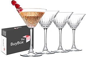 GOSOYO Lot de 4 Verres Martini Vintage (7,4 oz/220 ml) - Cocktail, Champagne, Prosecco et Expresso Martini - Coupes à Pied