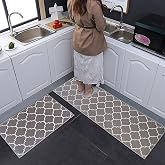 ishro home Soft Velvet Kitchen Mats For Floor Anti Slip Waterproof | Set Of 2 Pcs| Non-Skid, Soft Absorbent Rectangular Rugs 