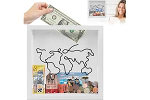 Coffee Life Plus,Abenteuer-Archivbox,Reise Sammelbox,Reiseabenteuer Archiv Schattenbox,3D Bilderrahmen für Tickets Shadow Box mit Slot,Schattenbox-Bilderrahmen für Wand- und Tischdekoration (29x29cm)