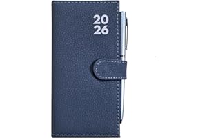BESTUS ACCESSORIES BESTUS - 2026 Slim Diary with Pen, Week to View, Hardback Cover, Portable & Ideal for Weekly Planning Pen Holder with Stud Close - Grey