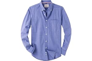 J.VER Men's Long Sleeve Oxford Shirts Smart Casual Business Formal Plain Non Iron Button Down Shirt with Pocket