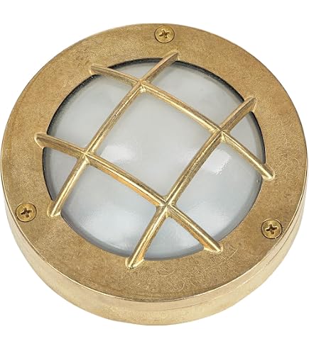 Licht-Erlebnisse Applique Esterna Serifos Ottone | Stile Marittimo Oblò Con Vetro, IP64, E27