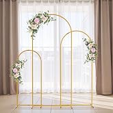 Gold Metal Arch Stands Set of 3 Backdrop Arch Stand, Square Tube Wedding Arch Frame 120cm 150cm 180cm Balloon Arch Stand and