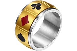 JewelryWe Schmuck Spinnring aus Edelstahl, Spielkarte Pik Ass Poker Ring Fidget Band Ring Stress lindernde Angst Ring für Damen Herren Hochzeit Versprechen Verlobungsring