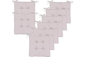 RACE LEAF Lot de 8 coussins de chaise de jardin, coussins de siège pour chaises de salle à manger, coussins de siège pour intérieur et extérieur, pour votre salon, terrasse, voiture, carré beige