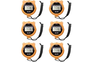 HYNNIO 6-Pack Multi-Function Electronic Digital Sport Stopwatch Timer, Large Display with Date Time and Alarm Function, Sports Coaches Fitness Coaches and Referees
