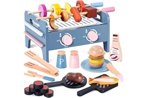 DICAO 30 Pcs Gifts for 2 3 4 Year Old Girls Boys, Toddler Toys, Wooden Kitchen BBQ Toys, Toy Kitchen Accessories, Role Play Toys for 2-5 Year Old Kids