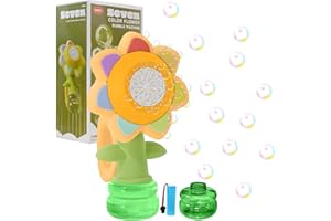 YATOSEEN Maszyna do baniek mydlanych dla dzieci, możliwość ponownego ładowania, z tańczącym kwiatem, automatyczna zabawka do baniek mydlanych z kolorowym oświetleniem dla dzieci, do zabawy na świeżym