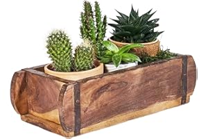 MARRAKESCH Marrakeech, vassoio in legno antico, 32 cm, grande, in stile vintage, a forma di mattone, in legno anticato, scatola decorativa in legno con guarnizioni in metallo, ogni scatola è un pezzo unico