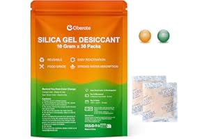 Ciberate 10g x 30 Packungen Silica Gel mit Orangenperlen Feuchtigkeitsanzeige lebensmittelechtem Kieselgel Trockenmittel Beutel Silicagel Feuchtigkeitsabsorber zur Entfernung von Feuchtigkeit