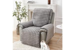 HonunG Recliner Chair Cover,Non Slip Armchair Cover,Thickened Flannel Sofa Cover 1 2 3 Seater With Arm Rest, Snuggle Chair,Couch Cover Soft Warm,Easy Fit Sofa Protector for Pets (Grey,1 Seater)