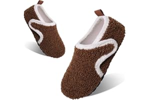 Tolaler Chaussons Enfant Fille Garçon Pantoufles Peluche Antidérapants Souple Confortable Chaudes Fermeture Auto-Agrippante Maison Intérieur Chaussons Hiver 21-32