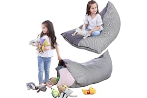 ‎IFCOW iFCOW Kuscheltier Aufbewahrung Sitzsack Kinder Spielzeug Stofftier Aufbewahrung Sitzsack faltbar 200L extra große Tasche Streifen Stuhl Sofa für Kinder