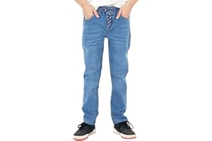 NOROZE Casual Retro Denim Pants Tapered Leg Design Stretchable Jeans Joggers Sweatpants Style Trouser with Elasticated Drawstring Waist UK Sizes 5-13 Years