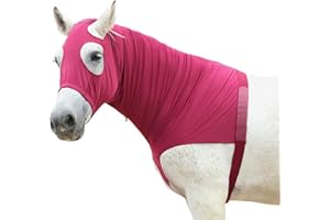 GALLOPOFF Horse Stretch Hood with Zipper, Full Face & Neck Cover for Sweet Itch Protection – Mane Braid Shoulder Guard & Fly Shield WineRed XX-Large