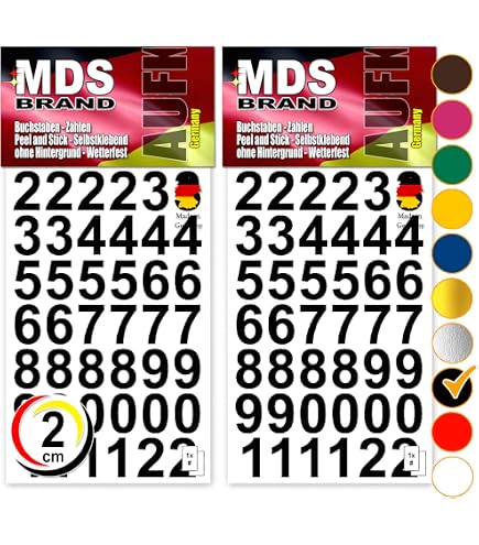 Aufkleber-Set Mit Zahlen & Symbolen – 50 Stück, 2 Cm Hoch, Goldgelb Matt, Wetterfest & Rückstandslos Entfernbar