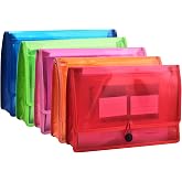 Expanded Folder File Manager with Elastic Thread, Transparent Waterproof, 2.8 Inch Expansion, Letter A4 for Organization, 5 P